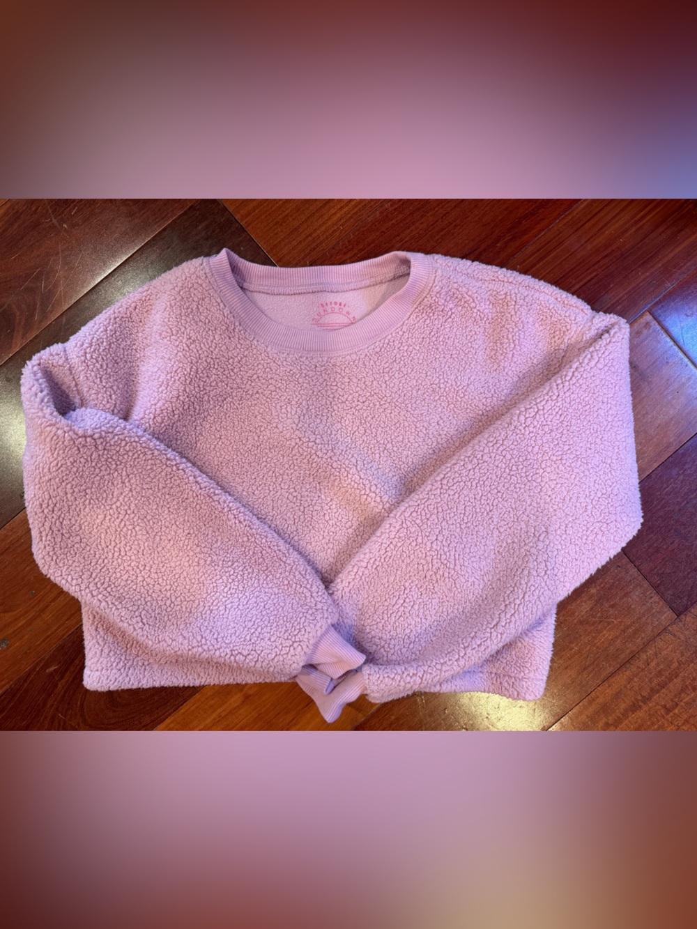 Cozy Women's Lavender/pink Cropped Sherpa Pullover